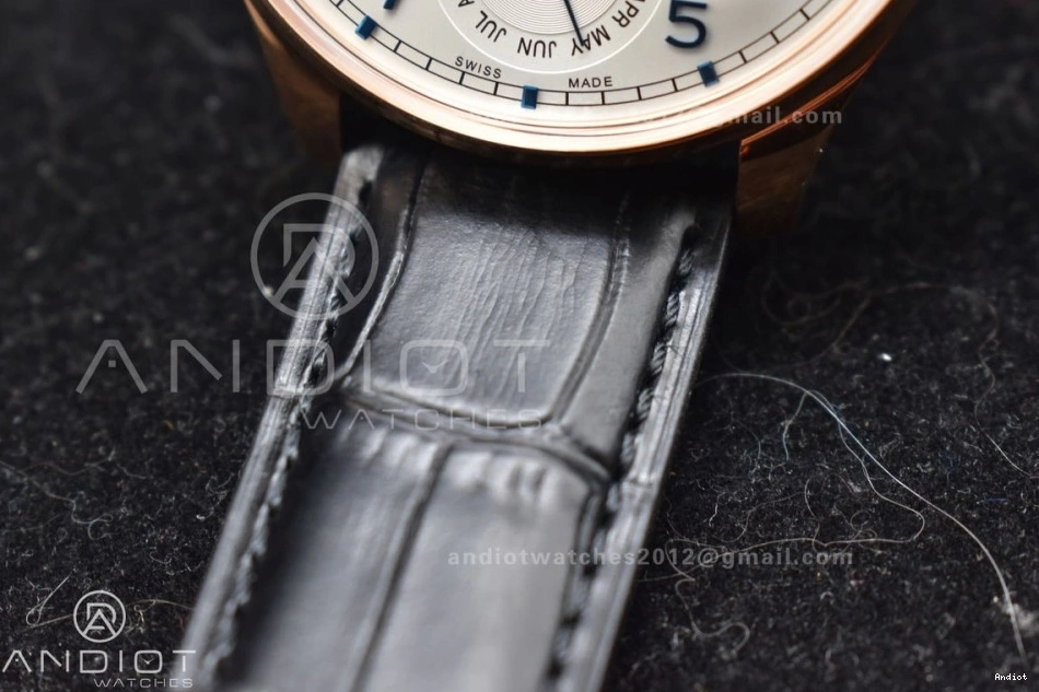 on 5033 Clone RG 1:1 Calendar Black Best Edition Perpetual Portugieser Dial A52610 Leather White Strap APSF 0131